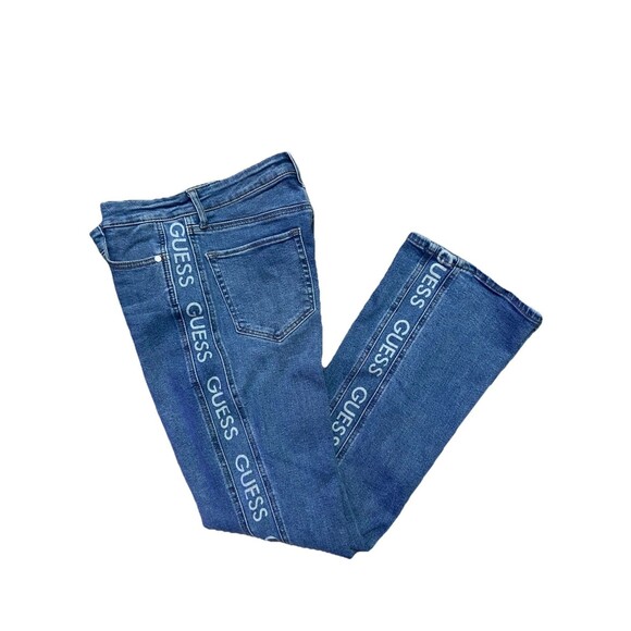 Guess Y2K Los Angeles Women’s 28” Jeans Light Wash Denim White Side Logo Stripe - Picture 4 of 7